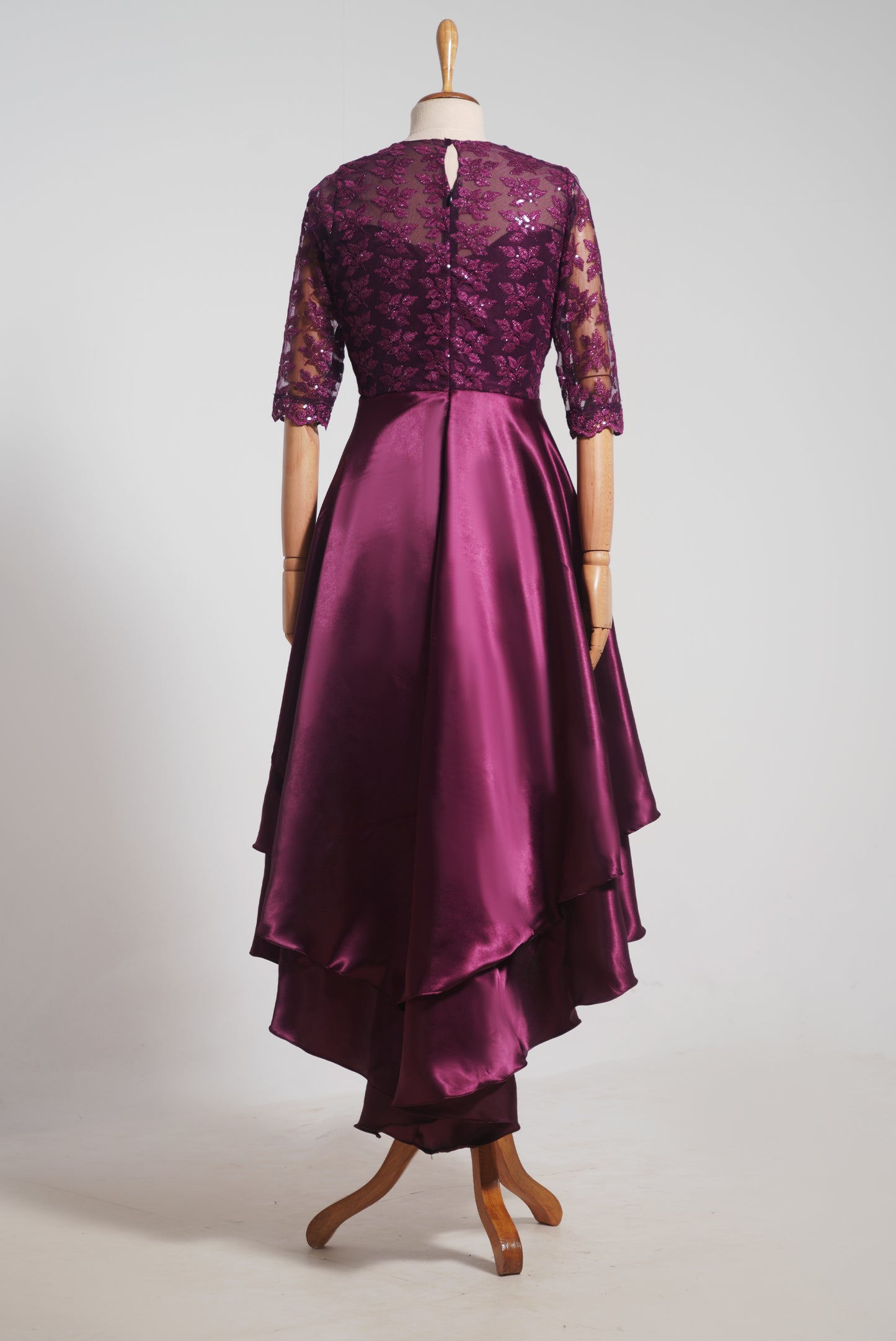 ZIA182 Violet Netted high low Gown