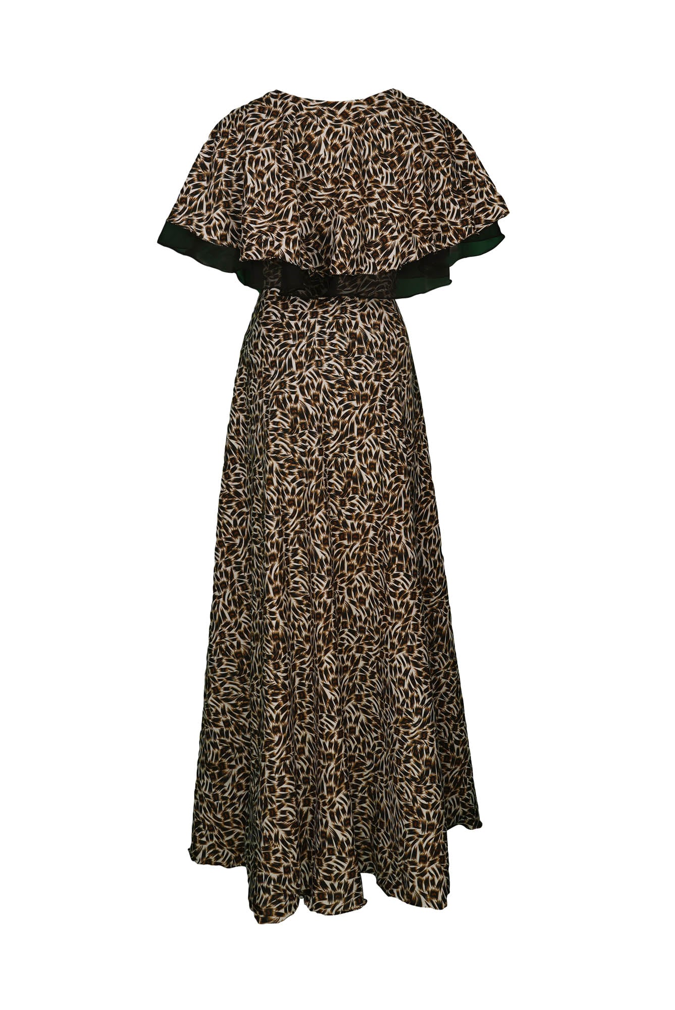 ZIA024 Animal Printed Flared Gown with Black Flares