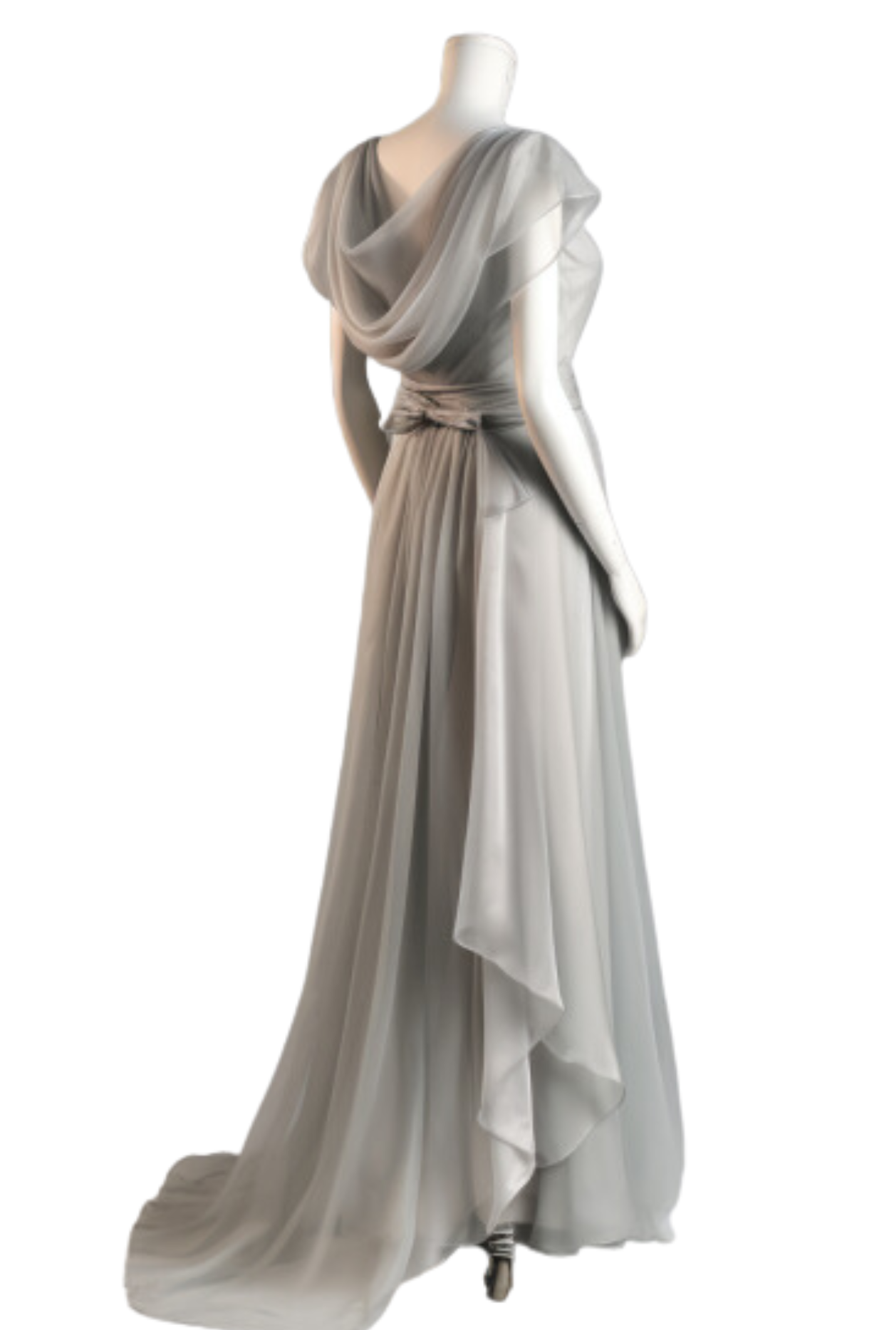 ZIJ002 Grey Draped Gown with Flared sleeves