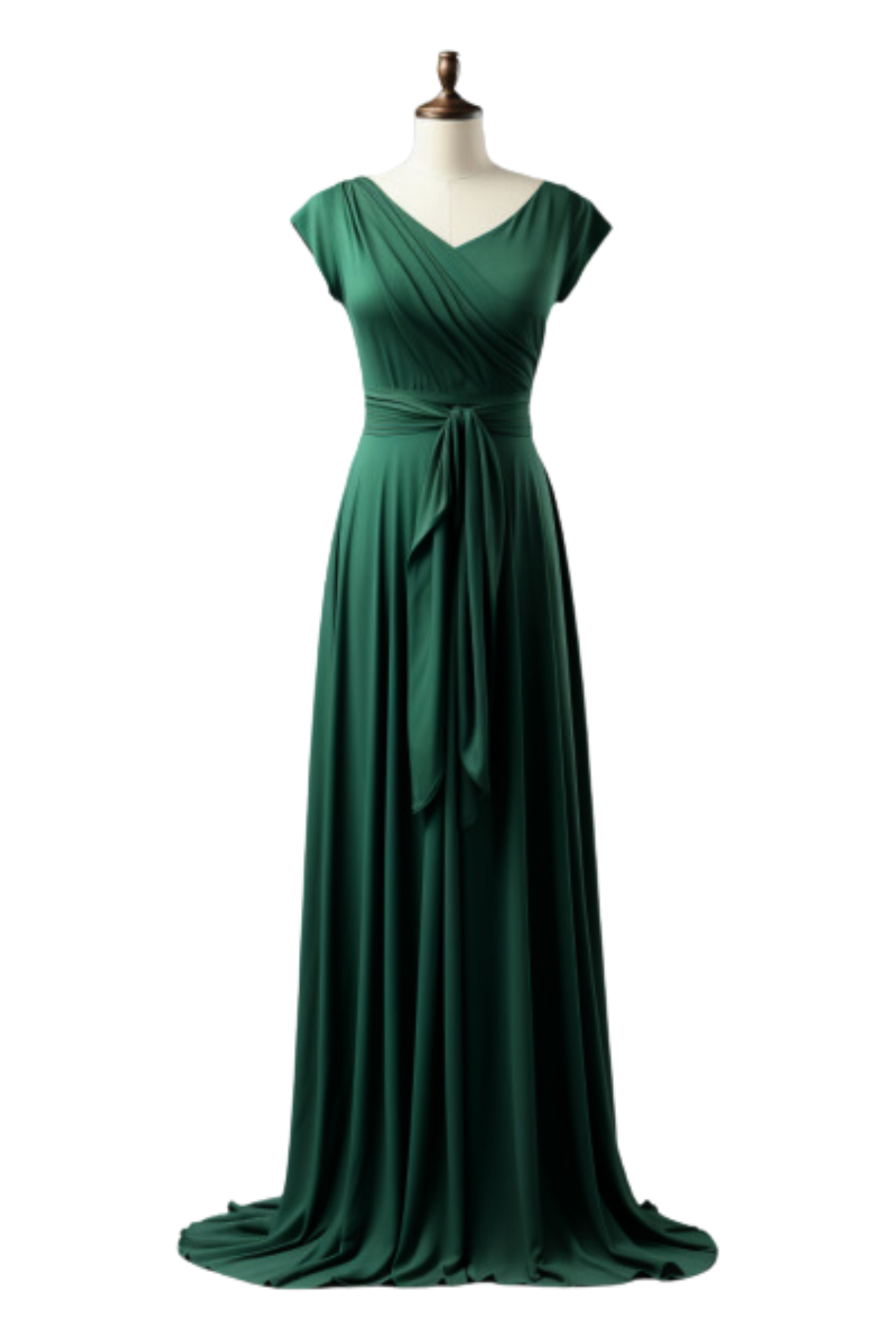 ZIJ001 Green Draped Gown with short sleeves
