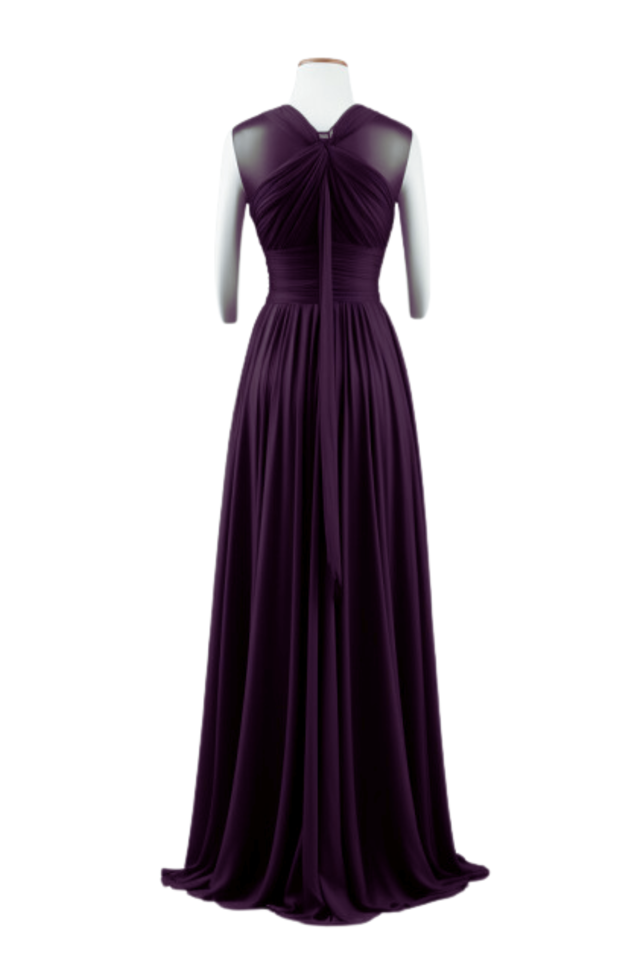 ZIJ005 Dark Violet Sleeveless Draped Gown